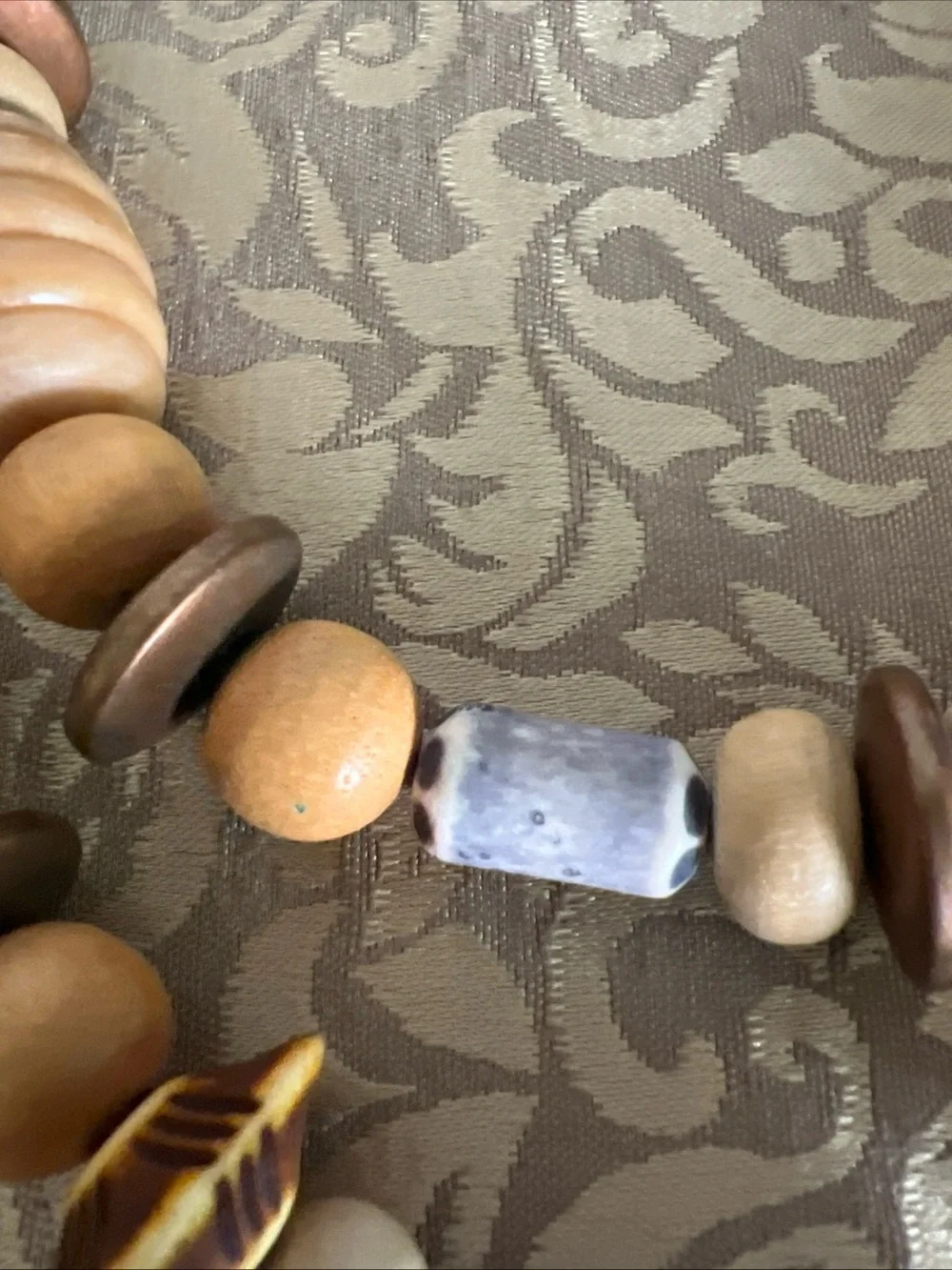 Chunky Wooden Necklace Gold Tone Spacers = Different Sizes, Colors & Shapes Boho
